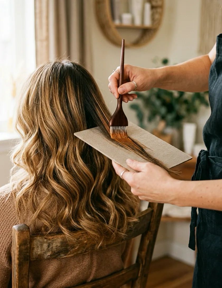 Balayage la domiciliu în București — tehnică hand-painted aplicată acasă